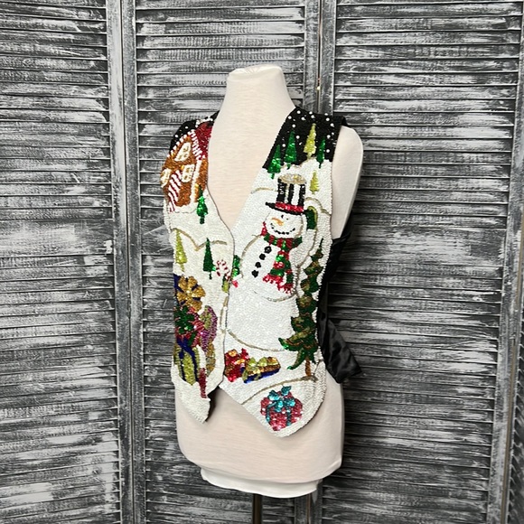 None Jackets & Blazers - Christmas Sequined Vest Size Medium
